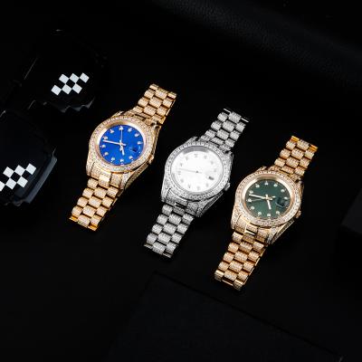 China Ristar Jewelry Stainless Day/Date Iced Out Mens Watch Steel Band Custom Iced Out CZ Moissanite Watch for sale