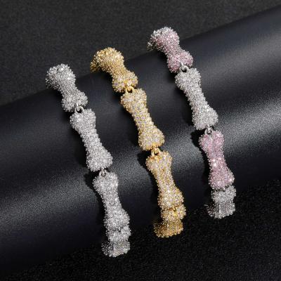 China Hiphop Ristar Iced Out Jewelry Hip Hop Bracelet Iced Out Zircon 5A Fashion Bone Bracelet Iced Out Bangles for sale