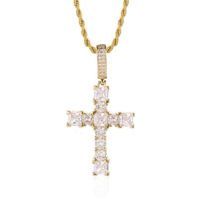 China Hiphop 18K Gold Plated Cross Pendant Iced Out Cross Cross Pendant Iced Out Necklace for sale