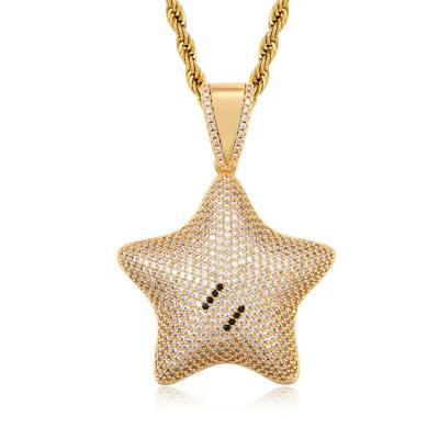 China Super Mario Star Pendant Necklace Gold Plat Big Star Hiphop Hip Hop Cartoon Pendant Necklace for sale