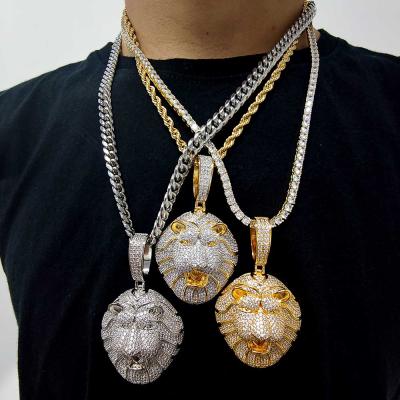 China Fashion Hip Hop Diamond Heavy Gold Pendant Hiphop Jewelry Ristar Lion Iced Out Necklace Pendants for sale