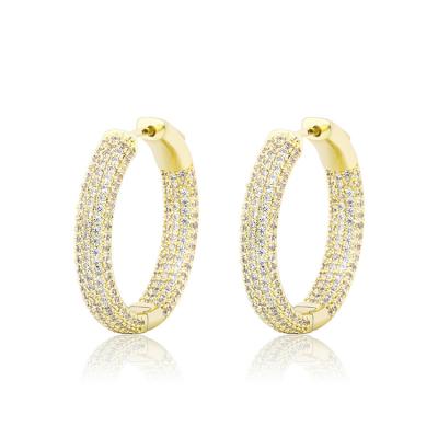 China Hip Hop Hip Hop Earrings Silver Iced Out Circle Full Diamond Earrings Hoop Drop Earrings For Men for sale