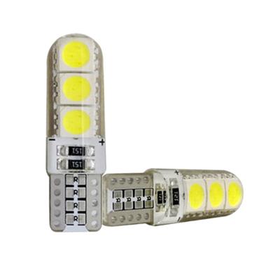 China t10 auto bulb T10 5050 6SMD with silicon PCB silica LED interior light car lights 194 168 501 led bulbs reading lights 12V 24V T10-5050-6SMD crystal for sale