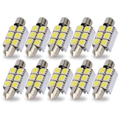 China Festoon 31mm C5W 5050 Chip 6SMD Canbus Aluminum License Plate Interior Light Dome T11 12V 24V Reading Light Bulb for sale