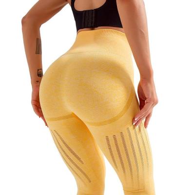 China OEM Breathable Custom Gym Clothes Ladies Girls Fitness Pants Women Yellow High Rise Yoga Leggings for sale