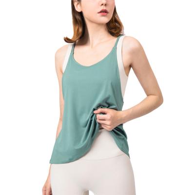 China Breathable Gym Fitness Gym Yoga Crop T-shirt Woman Tank Top Sport Breathable Female Top Sleeveless Singlet Vest Running Training Clothes For Women for sale