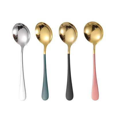 China European Style Restaurant Viable Home Hotel Style Dessert Spoon Salad Coffee Tea Mixing Stirring Metal Tableware Spoon for sale