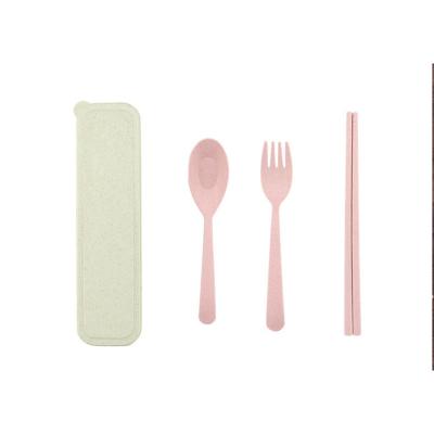 China Customized Viable 3Pcs Logo Cutlery Set Spoon Fork Chopsticks Portable Tableware For Travel Camping Picnic for sale