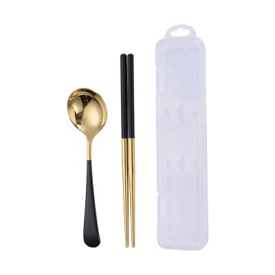 China Viable Colony Korean Travel Vacation Students Japanese Style 3PCS Spoon Chopsticks Tableware Set for sale