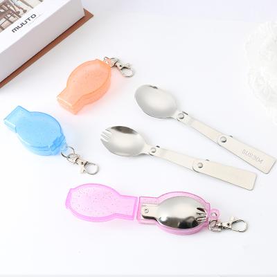 China Sustainable Multifunctional Outdoor Travel Portable Camping Picnic Spoon Foldable Tableware With Case for sale