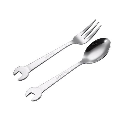 China New Arrival 304 Stainless Steel Key Shape Handle Spoon Fork Kitchen Utensil Viable Unique Tableware for sale