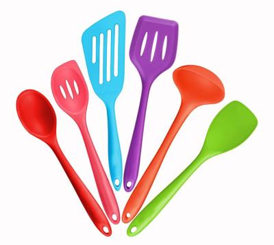 China 6 Piece Viable Colorful Silicone Kitchenware Nonstick Kitchen Tool Kit Cooking Shovel Spoons Kitchen Spoon Utensils for sale