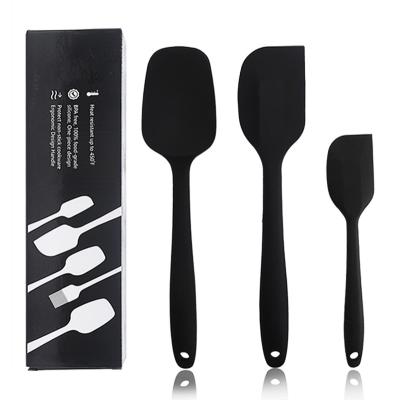 China 3pcs Edible Grade Viable Silicone Batter Mixing Spatula Set Cake Cream Spatula Baking Handy Tool Kit for sale