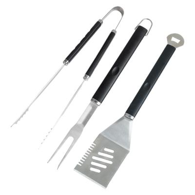 China 3Pcs Stainless Steel Fork Tongs Spatula Heavy Duty Heat Resistant Easily Cleaned BBQ Utensils Set BBQ Grill Tool Kit for sale