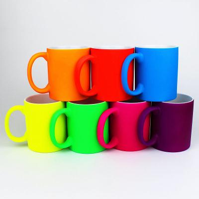 China Customized Viable Multicolor Promotional Fluorescent Ceramic Magic Mugs Viable Coffee Mug For Sublimation for sale