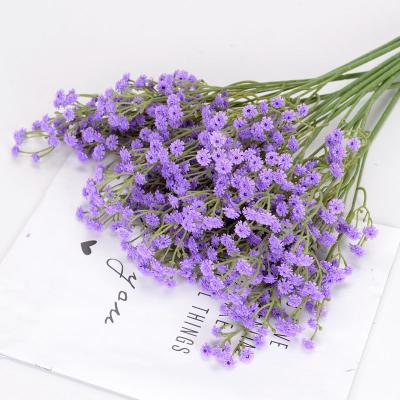 China Art Decor Wedding Home Decoration PU Hand Artificial Flowers Soft Rubber Forks Gypsophila Bouquet 3 for sale