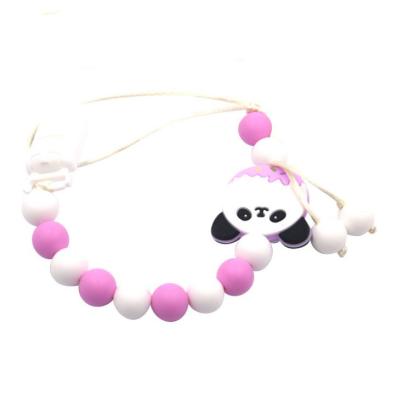 China Personalized Eco-Friendly Panda Silicone Baby Boy Dummy Clip Holder Pacifier Chain for sale