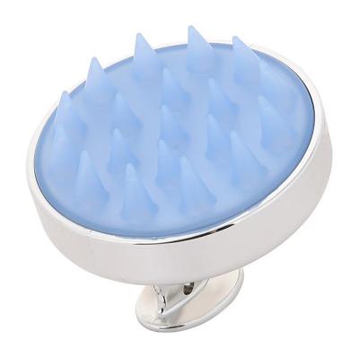 China Hair Scalp Massager Round Shampoo Brush Soft Head Scrub Silicone Plating Gold&Silver for sale