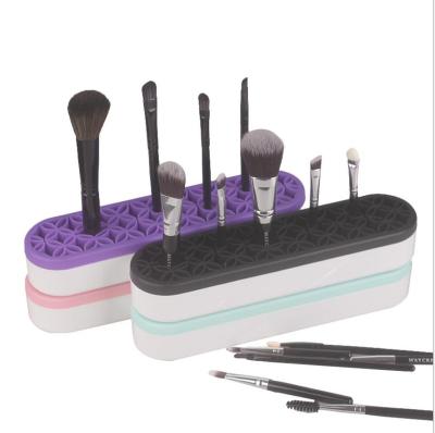 China Lady Silicone Flower Shape Makeup Brush Display Rack Holder Beauty Cosmetic Case for sale