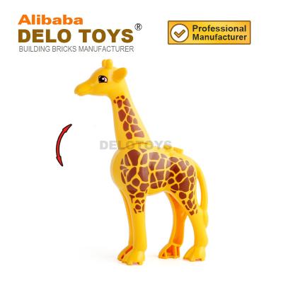 China Eco Material OLED TOYS Plastic Toy New Style Giraffe With Building Block Bricks Movable Head Animal Toys For Children (DX009) for sale