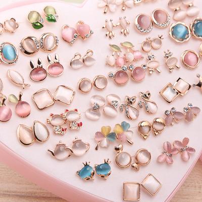 China Good Quality Fashion Jewelry Fancylove Fancy OPAL Earrings 36 Pairs Pack Style Set Opal Small Earring From Korea for sale