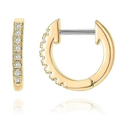 China CLASSIC 14K Gold Plated Cubic Zircon Cuff Stainless Steel Stud Earrings For Women for sale