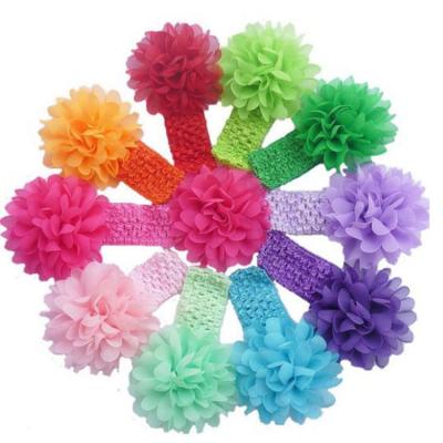 China Children Chiffon Flower Headband Kids Accessories Baby Widen Headwear Hair Band for sale