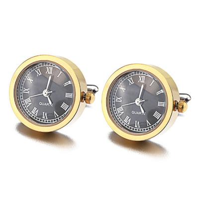 China Crystal High End Cufflinks Rhodium Or 18K Gold Plated Rounded Or Square Really Clock Cufflinks for sale