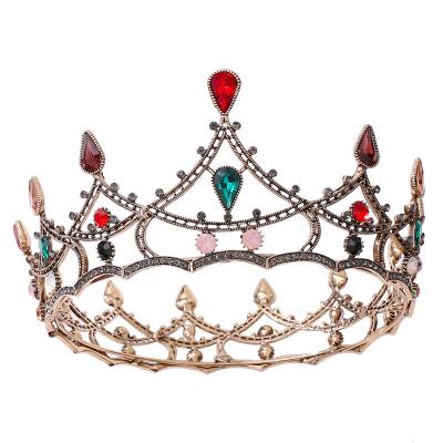 China Retro Baroque Crown Wedding Baroque Purple Crystal Queen Crown For Women Vintage Crowns And Tiaras With Gemstones Girls Hair Accessories For Bridal Party for sale