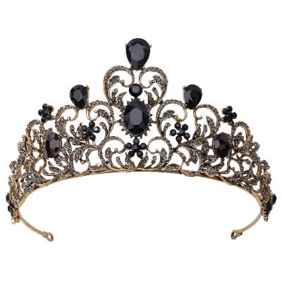 China Retro Rhinestone Baroque Crystal Wedding Tiara Jewelry Vintage Crown Crystal Diamond Crown Wedding Hair Head Band Wear for sale