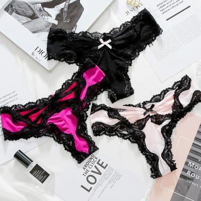 China Breathable wholesale sexy ladies lace up panties young girls lace up underwear panties wholesale women panties best with bow for sale