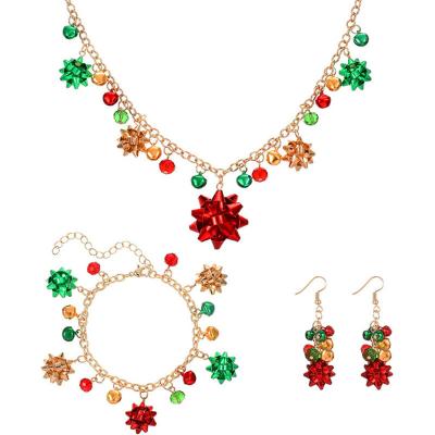 China High Quality Christmas Necklace Set Colorful New Flower Bell Bracelet Christmas Alloy Earrings Accessories Hot-selling Jewelry Set Wholesale for sale