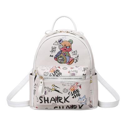 China PU women's white bear personality anti-theft backpack fashion news Mini Small Backpack for sale