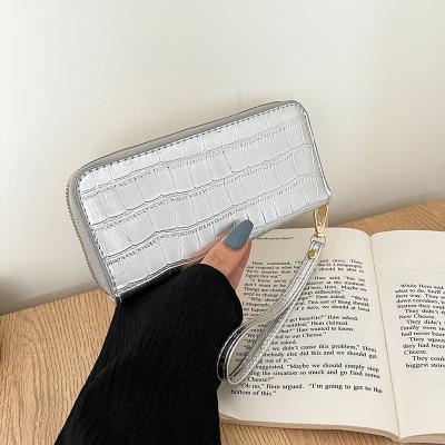 China Waterproof Stone Pattern Women's Purse Zipper Clutch Bag Long Shape PU Multi-card Coin Purse Mobile Phone Bag for sale