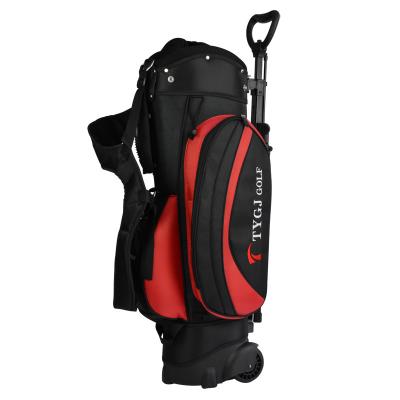 China Nylon Easy To Carry Multi Functional Golfing Equipment Golf Bags With Wheels And Rack Bracket for sale