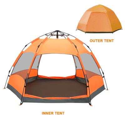 China 2021 Hexagonal Extended Type Automatic Opening Waterproof Camping Tent 2 Person Outdoor Waterproof For Kids And Adult Family for sale