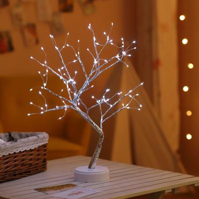 China Garden Christmas Warm Style Led Copper Wiring Tree Contact Switch Bead Stars All Over Small Night Lights for sale