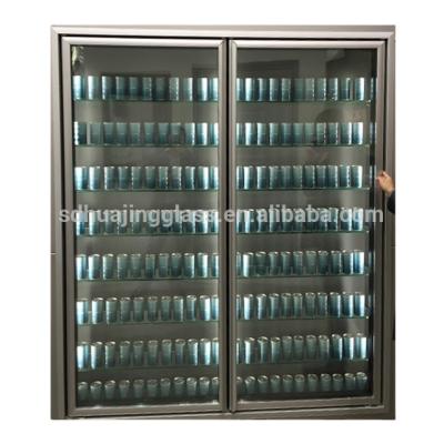 China Double-temperature coldroom parts walk in freezer frame glass door glass freezer door supermarket shelves for sale