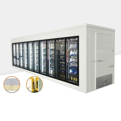 China 90 Degree Hold Open Walk In Freezer For Commercial Cold Storage Freezer Storage Display Glass Door for sale