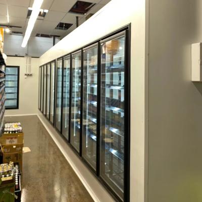 China 90 Degree Hold Open Supermarket Commercial Cold Room Glass Door For America for sale