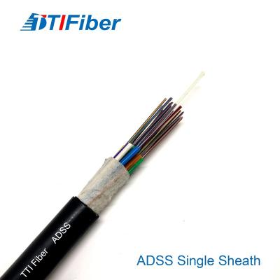 China Aerial Duct ADSS Fiber Optic Cable Span 200M Singlemode G652D 48 Core G657A for sale