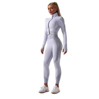 China Women's Yoga Sportswear Zipper-up Breathable Sportswear Long Sleeve And Short Pants Suit Gym Fitness Sets for sale