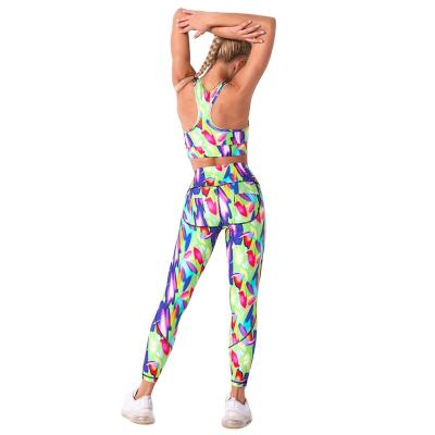 China High Quality Breathable Custom Women Sportswear Custom Print Fitness Leggings Suit Yoga Seamless Set New for sale