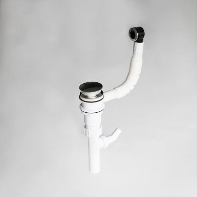 China Modern Plastic Small Bathroom Sink Siphon Drain Flexible Bottle Trap With Overflow Clicker for sale