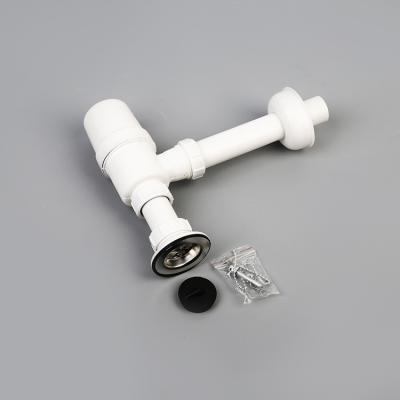 China Modern Vanity Sink Hide Basin Kit Plastic Drain Round Stainless Steel Bottle P Trap Waste Polished Siphon for sale