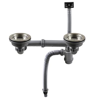 China 114mm Stainless Steel Bowl Good Quality Modern Kitchen Accessories Double Dip Waste Kit Siphon Pipe for sale