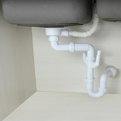 China Easy Clean Low Price Kitchen Single Trap PVC Pipe Fitting Drainage Sewage Sink Drainer Pipe With Overflow for sale