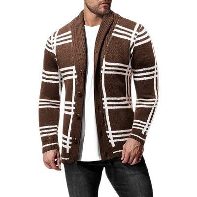 China ANYU 2022 Men Striped Sweater Long Sleeve Lapel Cardigan Work Sweater For Mens for sale