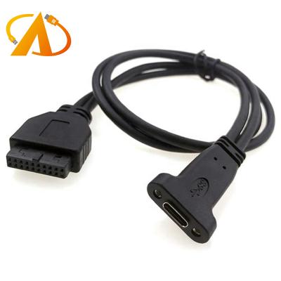 China USB 3.0 20Pin COMPUTER to Type C Extension Panel Mount PCI Panel Header Cable Desktop Computer Wire for sale