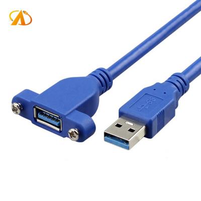 China COMPUTER USB 3.0 Extension Cable 2M USB 3.0 One Male To One Female Panel With Screw Holes Computer Mounting USB 3.0 Data Cable for sale